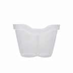 Balde de gelo duplo em polipropileno transparente, com design resistente e reciclável.