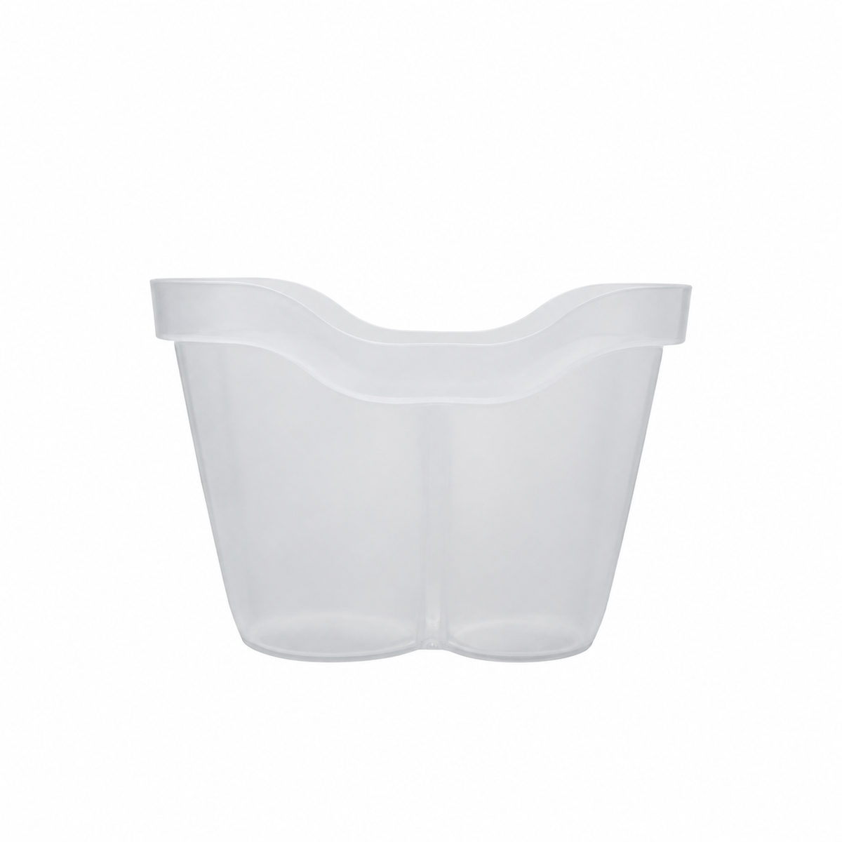 Balde de gelo duplo em polipropileno transparente, com design resistente e reciclável.