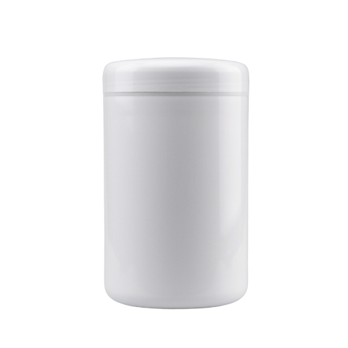 Boião de 1000 ml, de cor branca, com design liso e tampa ajustada, resistente e reutilizável.