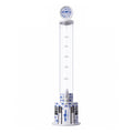 Dispensador de bebidas portátil transparente, com base branca e copos de Tritan incluídos. Ideal para festas.