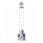 Dispensador de bebidas portátil transparente, com base branca e copos de Tritan incluídos. Ideal para festas.